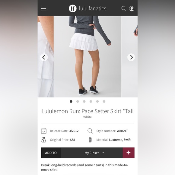 lululemon athletica Dresses & Skirts - Lululemon Athletica White Pace Setter Mini Skirt